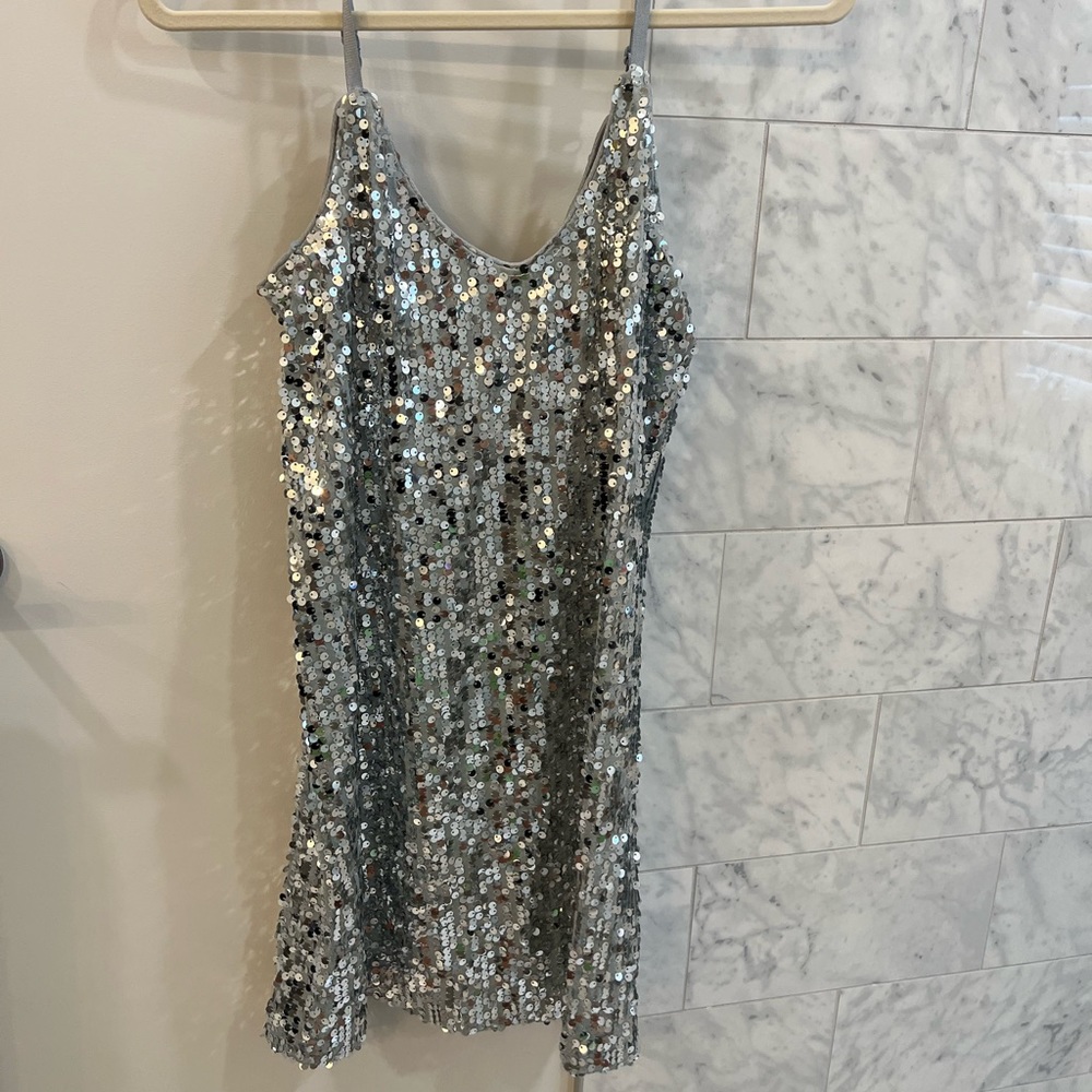 Silver sequin dress